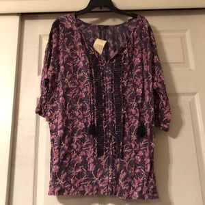 Lucky Brand 2X pink/purple 3/4 sleeve shirt
